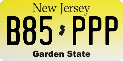 NJ license plate B85PPP