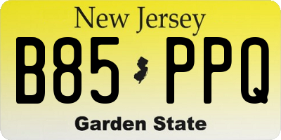 NJ license plate B85PPQ