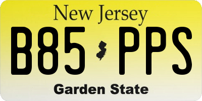 NJ license plate B85PPS