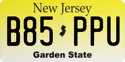 NJ license plate B85PPU