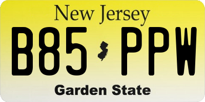 NJ license plate B85PPW