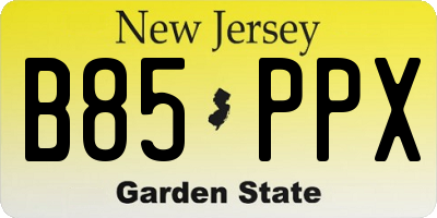 NJ license plate B85PPX