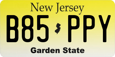 NJ license plate B85PPY
