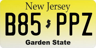 NJ license plate B85PPZ