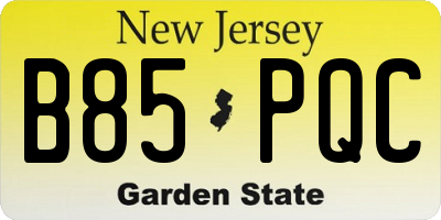 NJ license plate B85PQC