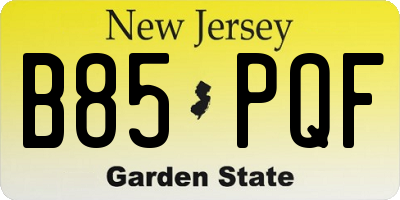 NJ license plate B85PQF