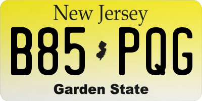 NJ license plate B85PQG