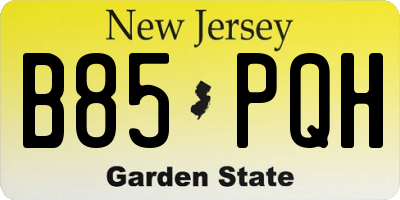 NJ license plate B85PQH