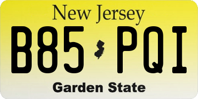 NJ license plate B85PQI