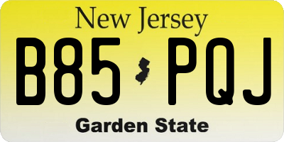 NJ license plate B85PQJ