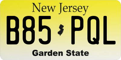 NJ license plate B85PQL