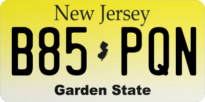 NJ license plate B85PQN