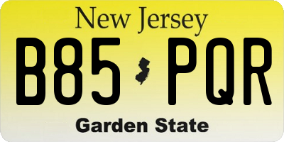 NJ license plate B85PQR