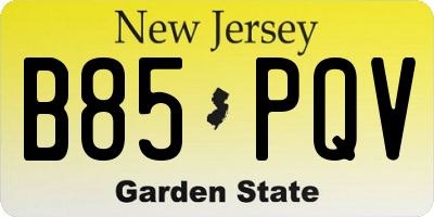 NJ license plate B85PQV