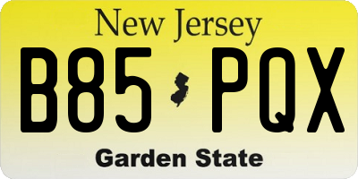 NJ license plate B85PQX