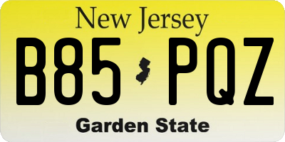 NJ license plate B85PQZ