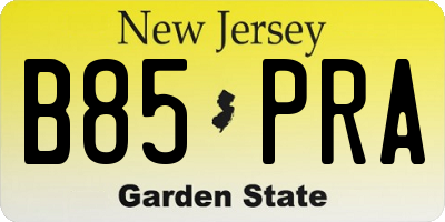NJ license plate B85PRA