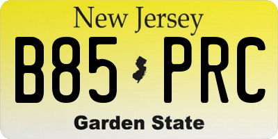 NJ license plate B85PRC