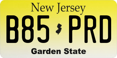 NJ license plate B85PRD