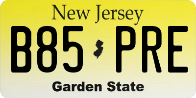 NJ license plate B85PRE