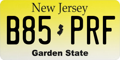 NJ license plate B85PRF