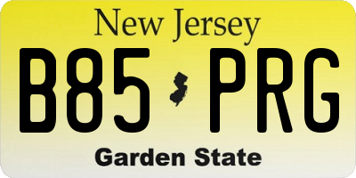 NJ license plate B85PRG