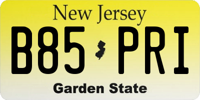 NJ license plate B85PRI