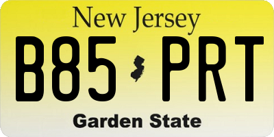 NJ license plate B85PRT