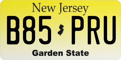 NJ license plate B85PRU