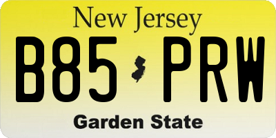 NJ license plate B85PRW
