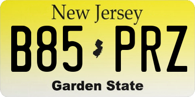 NJ license plate B85PRZ
