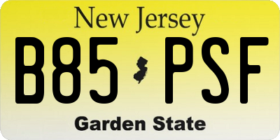 NJ license plate B85PSF