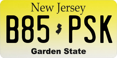 NJ license plate B85PSK