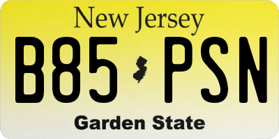 NJ license plate B85PSN