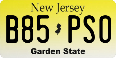 NJ license plate B85PSO