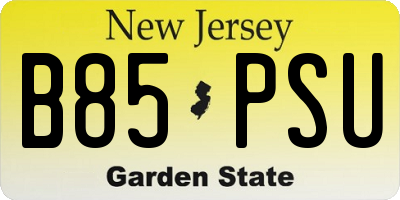 NJ license plate B85PSU