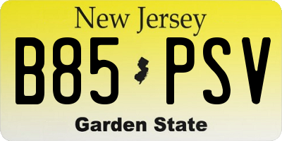 NJ license plate B85PSV