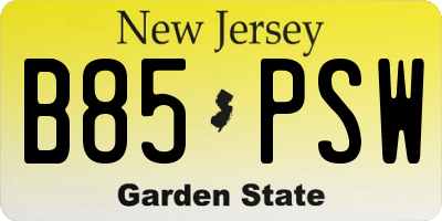 NJ license plate B85PSW