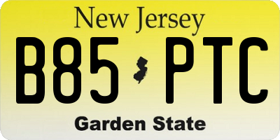 NJ license plate B85PTC