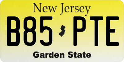 NJ license plate B85PTE