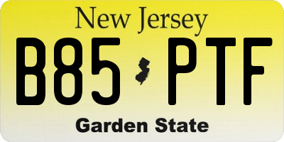 NJ license plate B85PTF