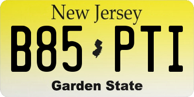 NJ license plate B85PTI
