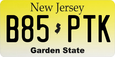 NJ license plate B85PTK