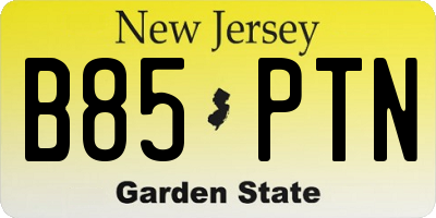 NJ license plate B85PTN