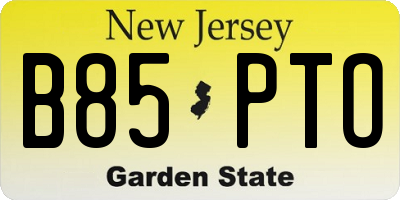 NJ license plate B85PTO