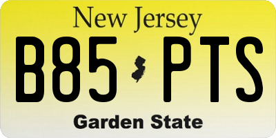 NJ license plate B85PTS