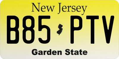 NJ license plate B85PTV