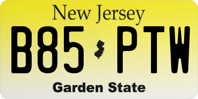 NJ license plate B85PTW