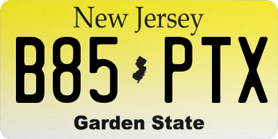 NJ license plate B85PTX