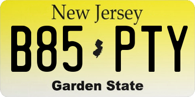 NJ license plate B85PTY